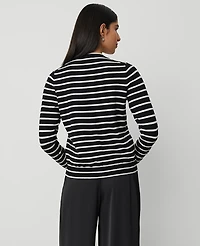 Ann Taylor Petite Stripe Cardigan Black Women's