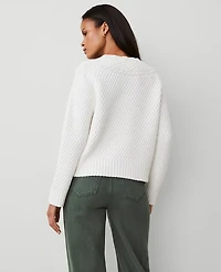 Ann Taylor Geo Stitch V-Neck Sweater Women's