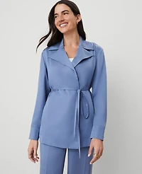 Ann Taylor Sateen Wrap Blazer Colony Blue Women's
