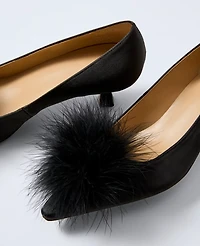 Ann Taylor Nip-Toe Kitten-Heel Suede Feather Pump Black Women's