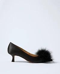Ann Taylor Nip-Toe Kitten-Heel Suede Feather Pump Black Women's