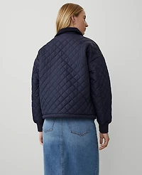 Ann Taylor Weekend Collection Quilted Bomber Jacket Size XS Night Sky Women's