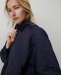 Ann Taylor Weekend Collection Quilted Bomber Jacket Size XS Night Sky Women's