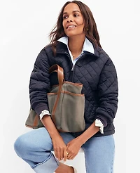 Ann Taylor Weekend Collection Quilted Bomber Jacket Size XS Night Sky Women's
