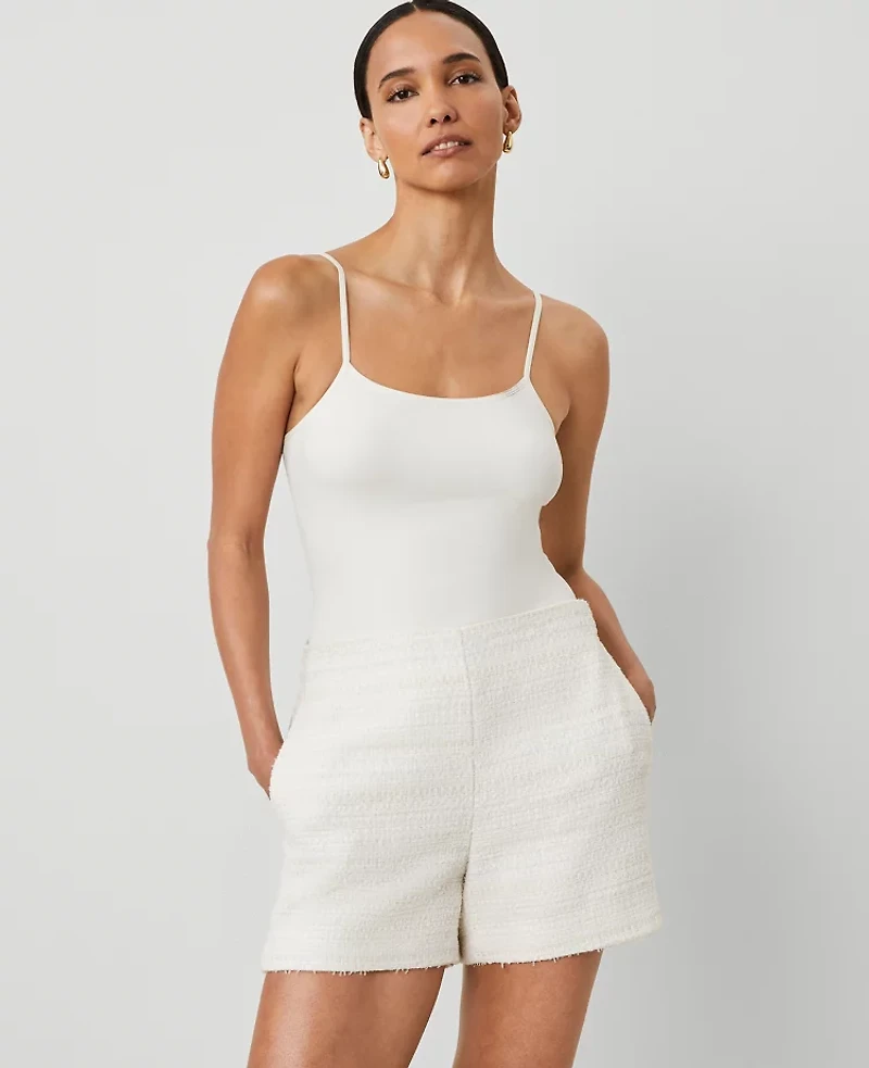Ann Taylor The Side-Zip Short Tweed Ivory Texture Women's