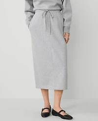 Ann Taylor Weekend Collection Fleece Midi Skirt Grey Cloud Heather Women's