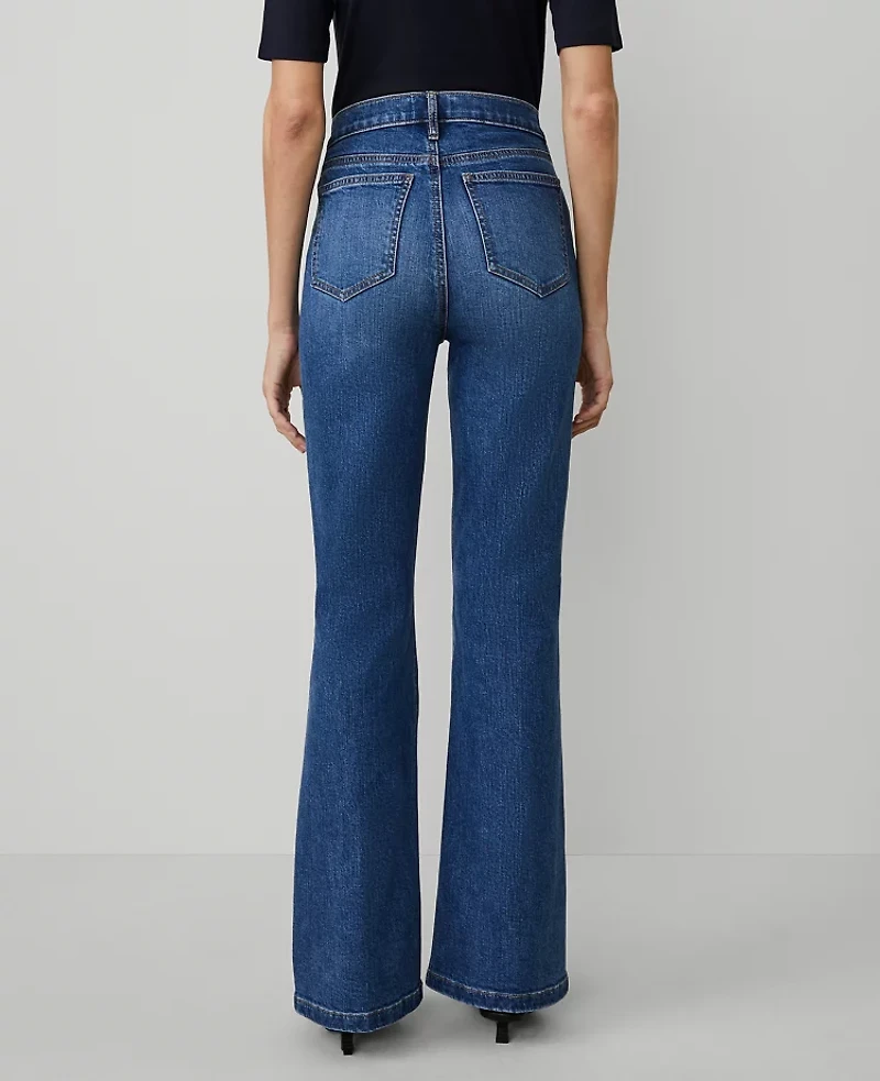 Ann Taylor The Tab Pocket Flare Jean Modern Indigo Wash Women's