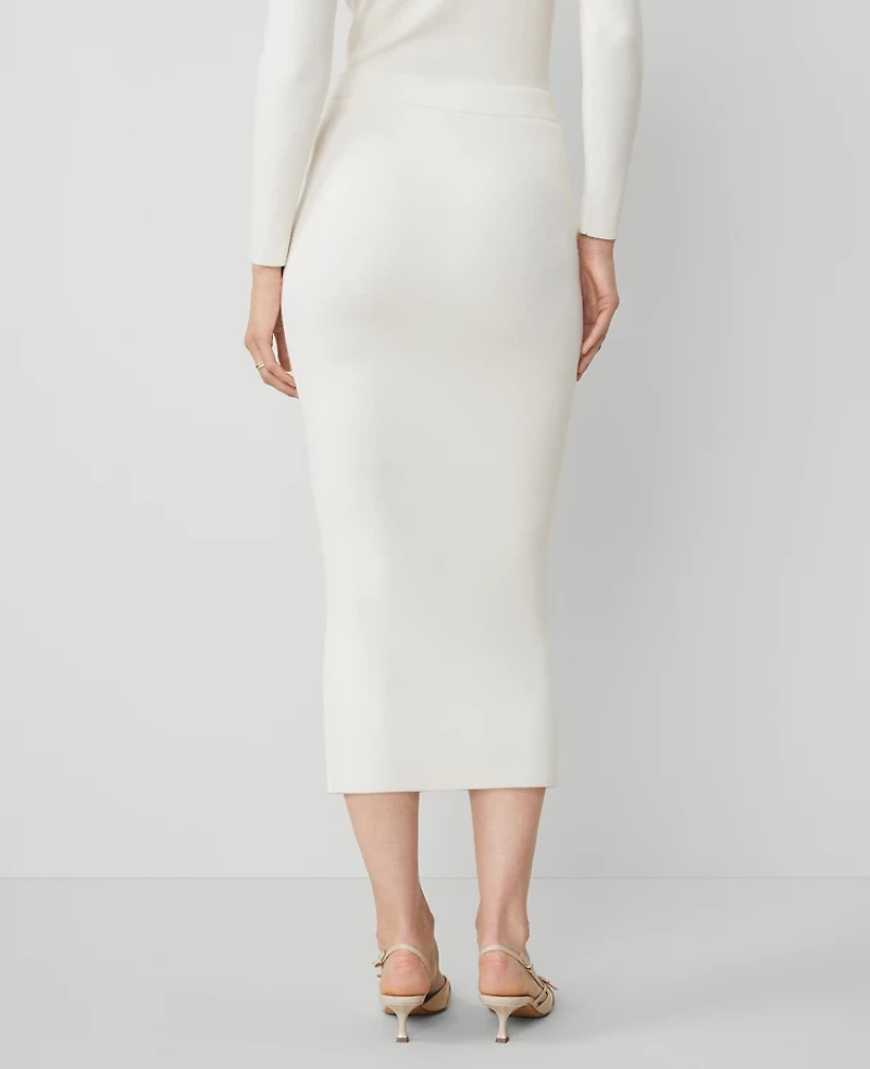 Ann Taylor Sweater Pencil Skirt Size Large Winter White Women's