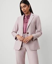 Ann Taylor The Long Notched One Button Blazer Size 8 Rosy Mauve Women's