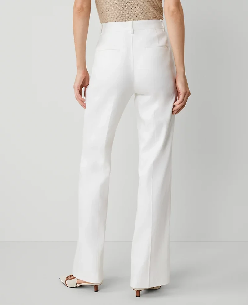 Ann Taylor The Trouser Pant Herringbone Linen Blend White Women's