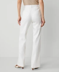 Ann Taylor The Trouser Pant Herringbone Linen Blend White Women's