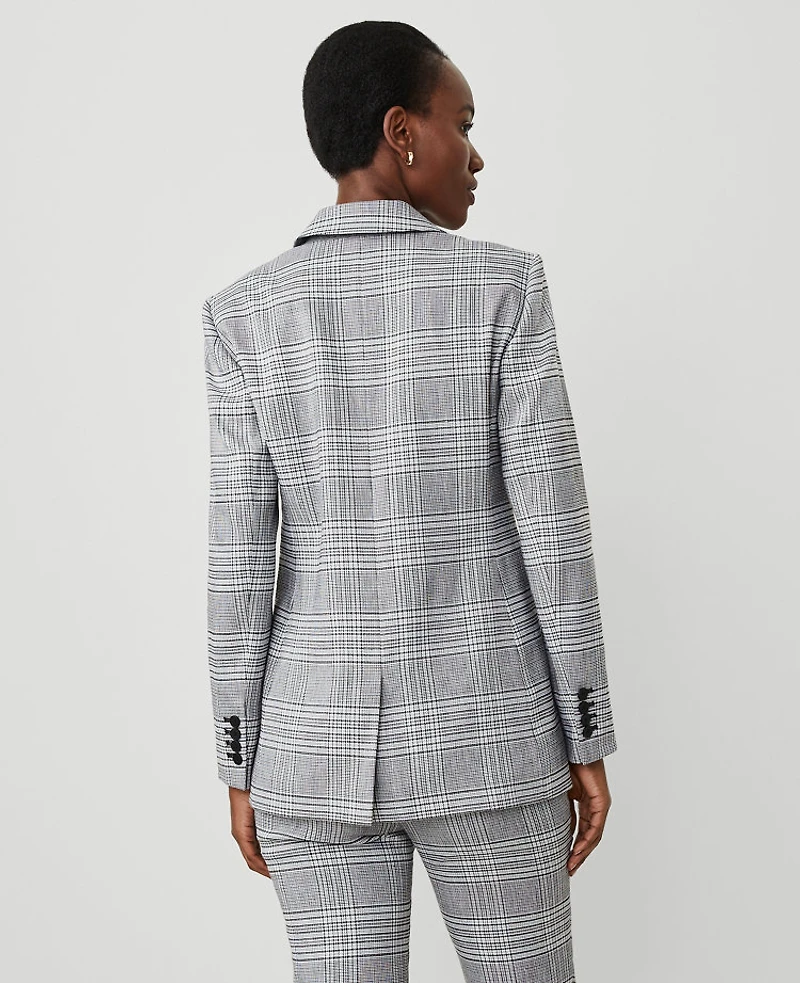 Ann Taylor The Crosby Blazer Plaid Black Women's