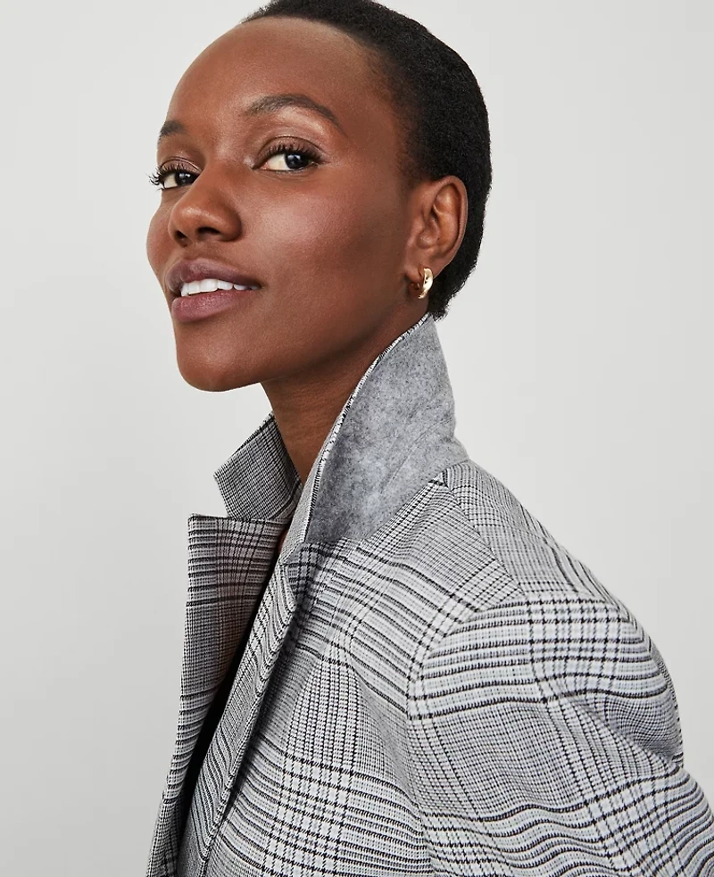 Ann Taylor The Crosby Blazer Plaid Black Women's