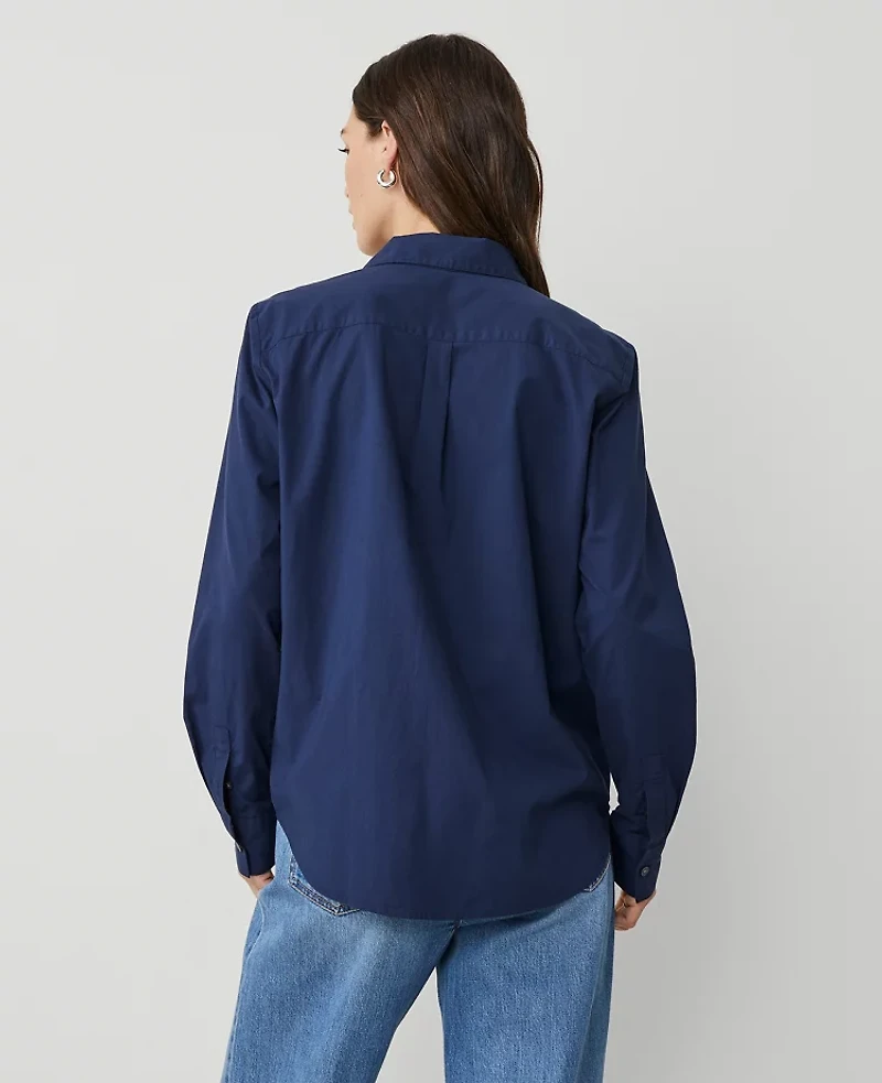 Ann Taylor Relaxed Perfect Shirt Size Small Pure Sapphire Women's