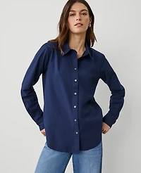 Ann Taylor Relaxed Perfect Shirt Size Small Pure Sapphire Women's