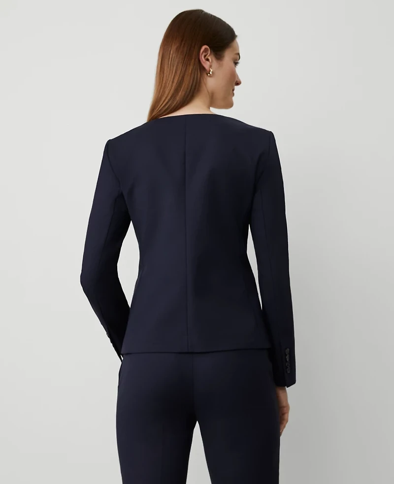 Ann Taylor The U-Neck Jacket in Stretch Cotton Size 12 Night Sky Women's