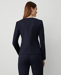 Ann Taylor The U-Neck Jacket in Stretch Cotton Size 12 Night Sky Women's