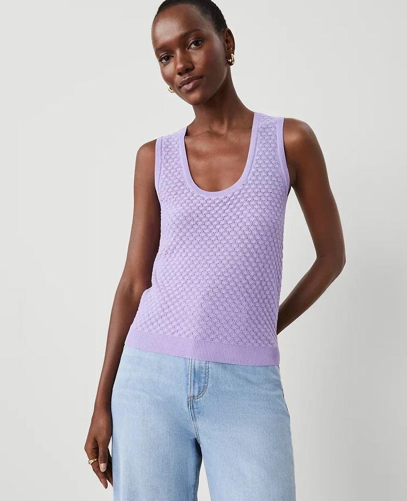 Ann Taylor Stitched Sweater Shell Top Size XS Radiant Amethyst Women's