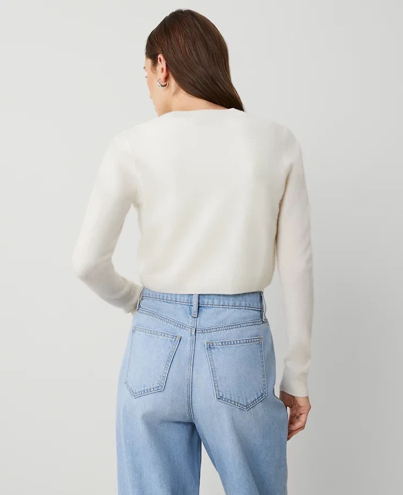 Ann Taylor Cashmere Open Cardigan Pale Ivory Women's