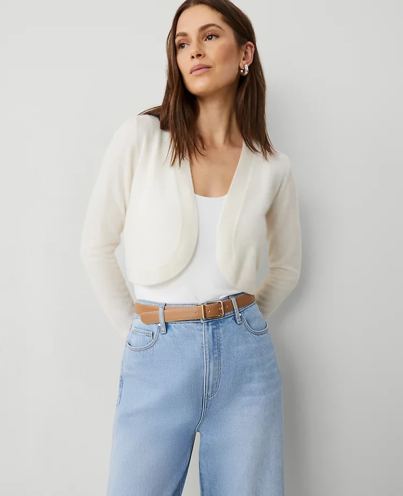 Ann Taylor Cashmere Open Cardigan Pale Ivory Women's