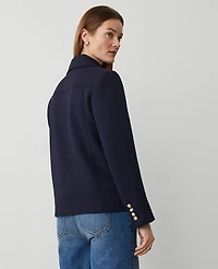 Ann Taylor Twill Double Breasted Peacoat Size XS Night Sky Women's