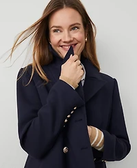 Ann Taylor Twill Double Breasted Peacoat Size XS Night Sky Women's