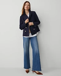 Ann Taylor Twill Double Breasted Peacoat Size XS Night Sky Women's