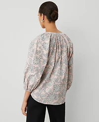 Ann Taylor Weekend Collection Paisley Raglan Popover Top Soft Blush Women's