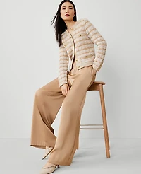 Ann Taylor The Perfect Wide-Leg Pant in Satin Size Small Cappuccino Tan Women's