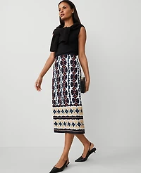Ann Taylor Border Midi Pencil Skirt Size 6 Night Sky Women's