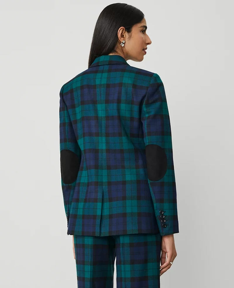Ann Taylor The Greenwich Blazer in Tartan Size 6 Rainforest Women's