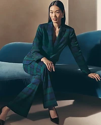 Ann Taylor The Greenwich Blazer in Tartan Size 6 Rainforest Women's