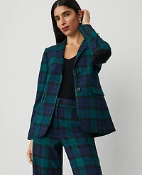 Ann Taylor The Greenwich Blazer in Tartan Size 6 Rainforest Women's