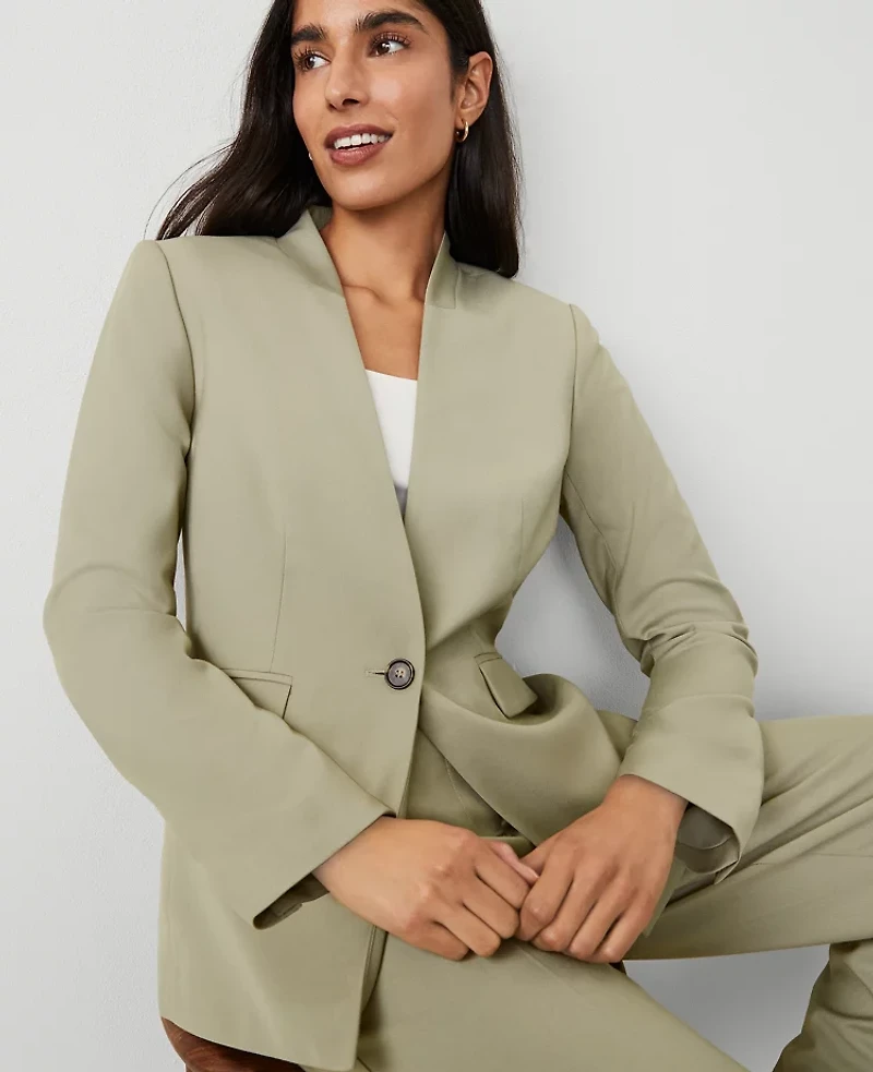 Ann Taylor The Collarless Blazer Size 14 Seagrass Women's