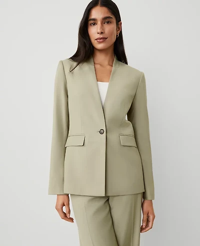 Ann Taylor The Collarless Blazer Size 14 Seagrass Women's