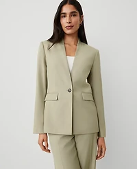Ann Taylor The Collarless Blazer Size 14 Seagrass Women's