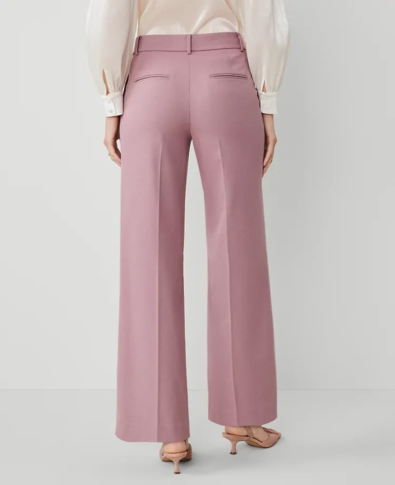 Ann Taylor The Perfect Wide-Leg Pant in Flannel Size 14 Orchid Rose Melange Women's