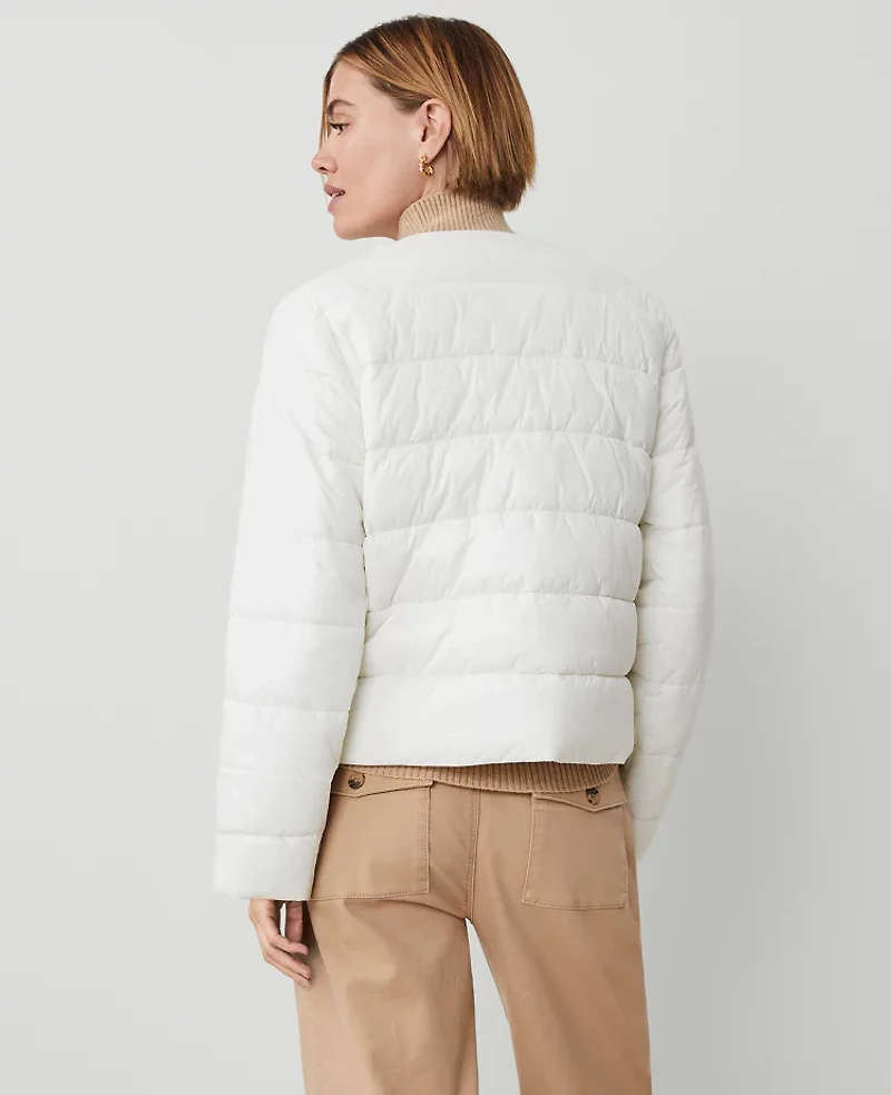 Ann Taylor Weekend Collection Puffer Jacket Winter White Women's