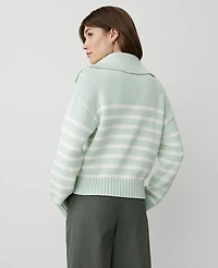 Ann Taylor Weekend Collection Striped Sailor Sweater Size XL Herbal Green Women's