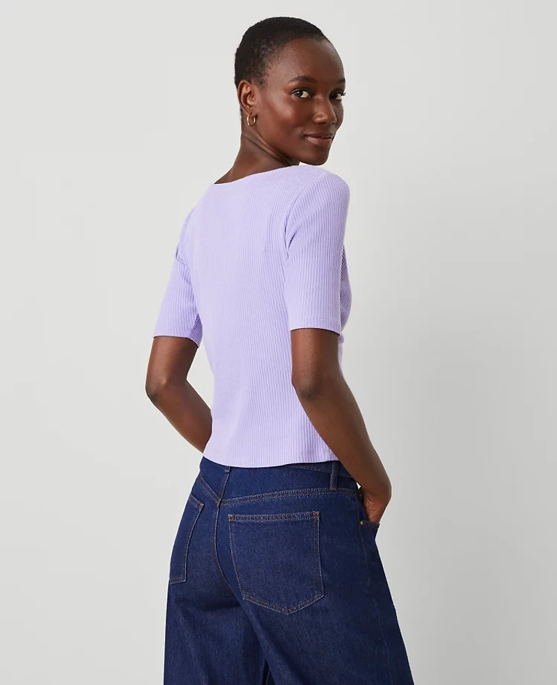Ann Taylor Crossover Neck Top Size XS Radiant Amethyst Women's