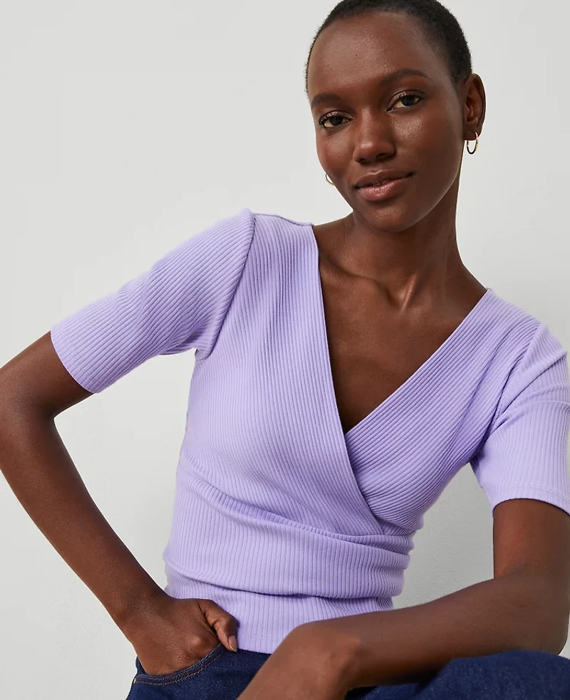 Ann Taylor Crossover Neck Top Size XS Radiant Amethyst Women's