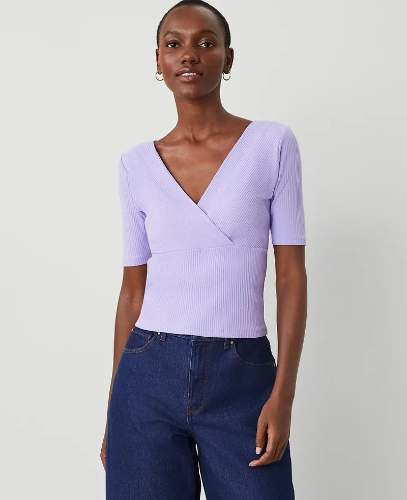 Ann Taylor Crossover Neck Top Size XS Radiant Amethyst Women's