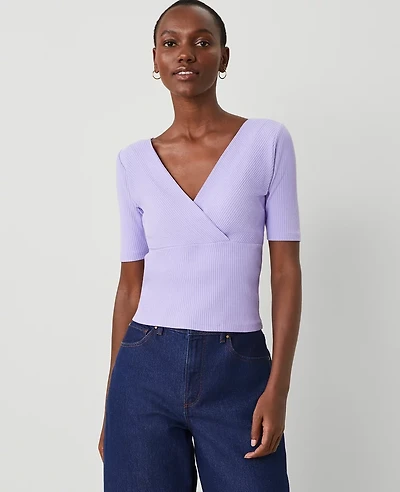 Ann Taylor Crossover Neck Top Size XS Radiant Amethyst Women's