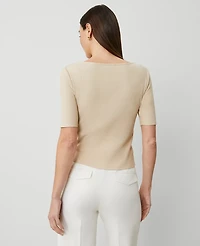 Ann Taylor Crossover Neck Top Toasted Oat Women's