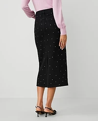 Ann Taylor Petite Embellished Denim Column Skirt Size 2 Classic Black Wash Women's