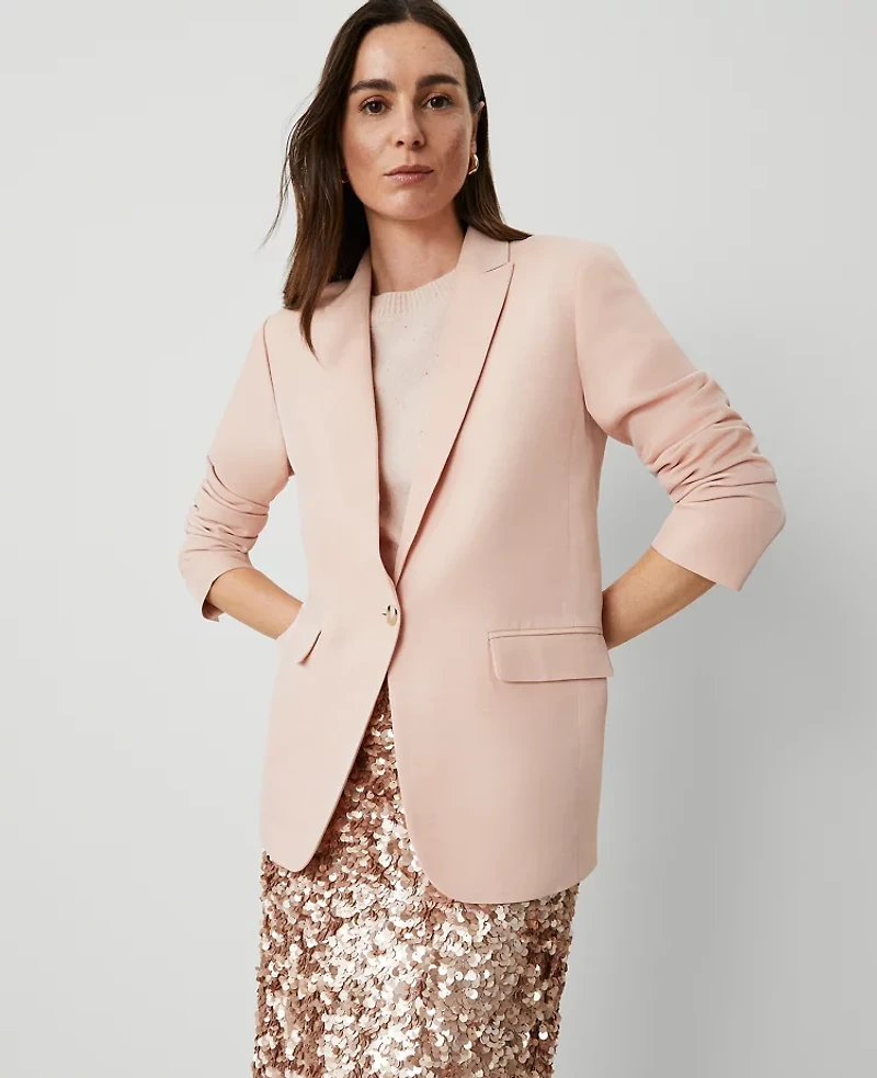 Ann Taylor Studio Collection Longline Blazer Rose Dust Women's