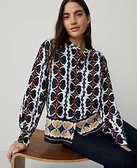 Ann Taylor Geo Border Shirt Night Sky Women's