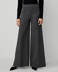 Ann Taylor The Dramatic Wide-Leg Pant in Heather Ponte Size 0 Moonlight Grey Heather Women's