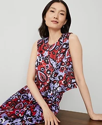 Ann Taylor Paisley Tank Top Size 2XS Iconic Red Women's