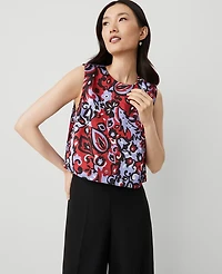 Ann Taylor Paisley Tank Top Size 2XS Iconic Red Women's